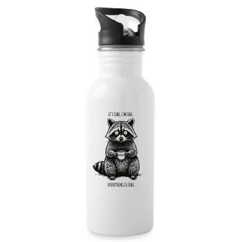 Its Fine Im Fine Kaffee Waschbär Humor - Trinkflasche mit integriertem Trinkhalm - Weiß - Rechts