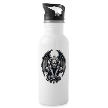 Vintage Gargoyle - Trinkflasche mit integriertem Trinkhalm - Weiß - Rechts