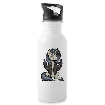 Unicorn Middle Finger Leather Jacket - Water bottle with straw - white - Right