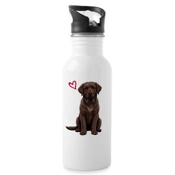 Brown Labrador Retriever, Brown Labrador - Water bottle with straw - white - Right