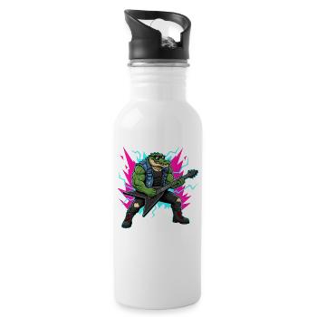 Heavy Metal Rock Musik Musiker Band Festival Kroko - Trinkflasche mit integriertem Trinkhalm - Weiß - Rechts