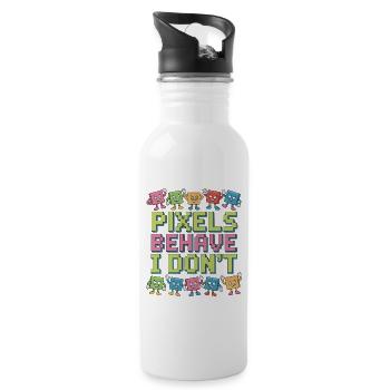 Logo Designer Pixels Behave I Don't Brand Designer - Trinkflasche mit integriertem Trinkhalm - Weiß - Rechts