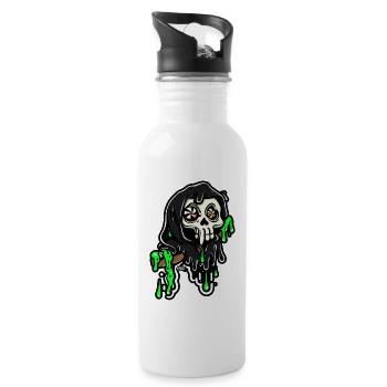 Sensenmann mit Neon-Schleim - Trinkflasche mit integriertem Trinkhalm - Weiß - Rechts