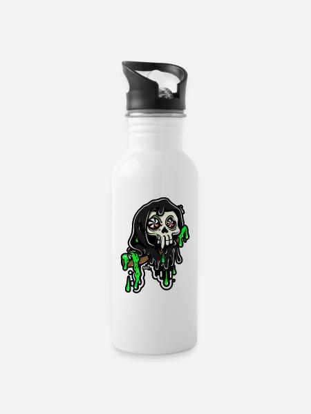 Sensenmann mit Neon-Schleim - Trinkflasche mit integriertem Trinkhalm - Weiß