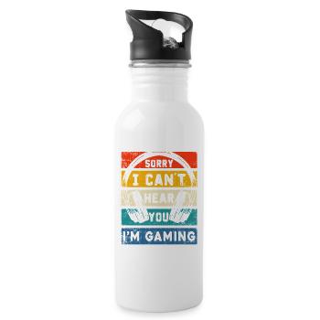 Sorry I Can't Hear You I Am Gaming - Water bottle with straw - white - Right