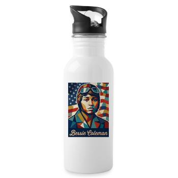 Bessie Coleman - Water bottle with straw - white - Right