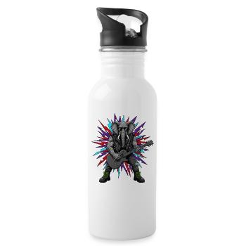 Heavy Metal Rocker Animal Elephant Guitar Rock Music - Water bottle with straw - white - Right