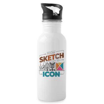 Logo Designer From Sketch To Icon Graphic Designer - Water bottle with straw - white - Right