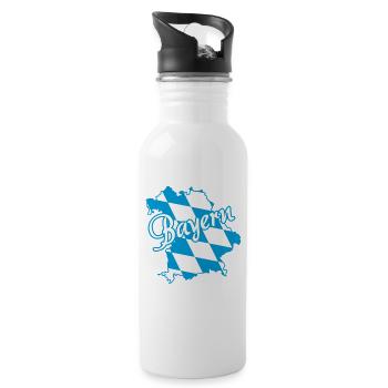 Bayern | Blau Weiß Rauten - Trinkflasche mit integriertem Trinkhalm - Weiß - Rechts