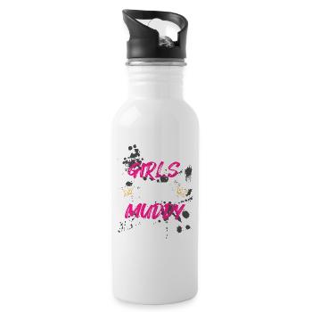 Girls gone muddy Schlammlauf Mud Run Muddy Race - Water bottle with straw - white - Right