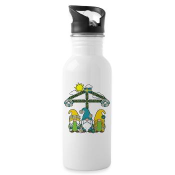 Litha Pagan: Sommersonnenwende, Mittsommer, Mittsommer, Mittsommer. - Trinkflasche mit integriertem Trinkhalm - Weiß - Rechts