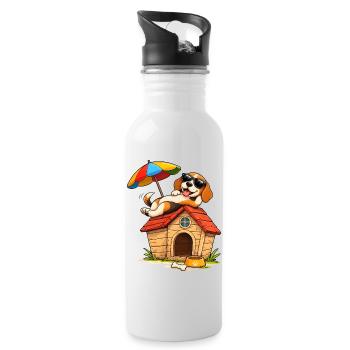 Beagle Holiday Dog Home Fun Design - Water bottle with straw - white - Right