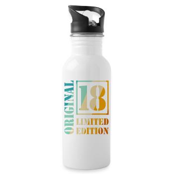 18th Birthday Boy Girl Teenager Original 18 - Water bottle with straw - white - Right
