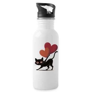 Chemise Chat Amour Cœur Noir Mignons Chats - Gourde avec paille intégrée - blanc - Droite
