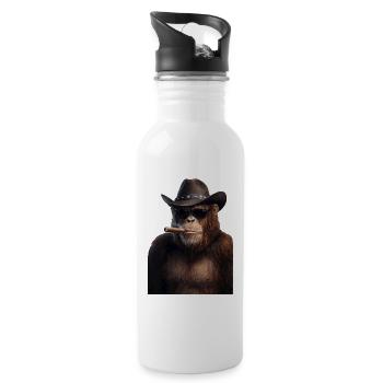 Cowboy gorilla with cigar - Water bottle with straw - white - Right