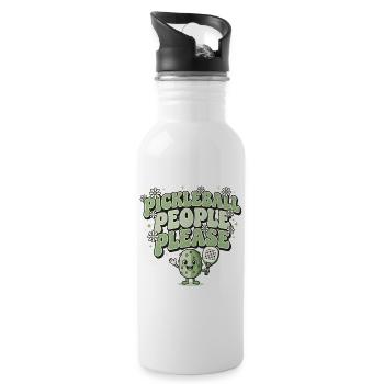 To please everyone | Pickleball Retro Humor - Water bottle with straw - white - Right