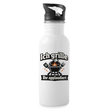 Ich grille ihr applaudiert lustig fürs BBQ - Trinkflasche mit integriertem Trinkhalm - Weiß - Rechts