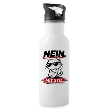 Coole Katze mit Stil lustig für Katzenfans - Trinkflasche mit integriertem Trinkhalm - Weiß - Rechts