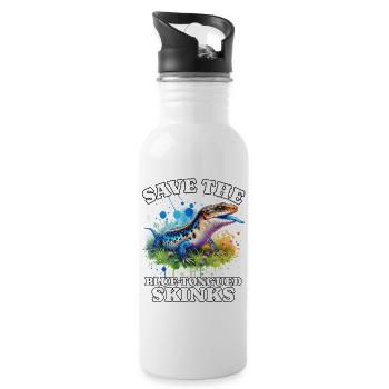 Sauvez le scinque à langue bleue - Gourde avec paille intégrée - blanc - Droite