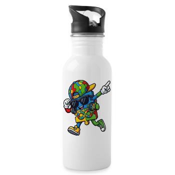 Rainbow Puzzle Mascot - Water bottle with straw - white - Right
