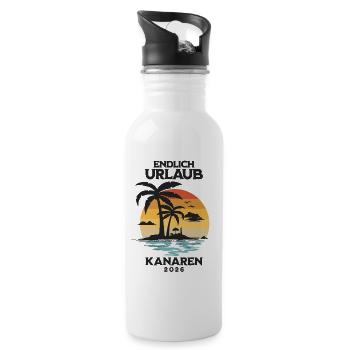 Kanarische Inseln Urlaub 2026 Kanaren Reise Outfit - Trinkflasche mit integriertem Trinkhalm - Weiß - Rechts