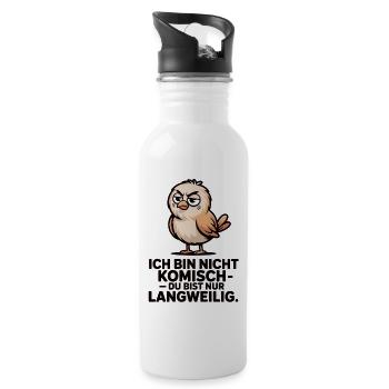 Ich bin nicht komisch Vogel Shirt - Trinkflasche mit integriertem Trinkhalm - Weiß - Rechts