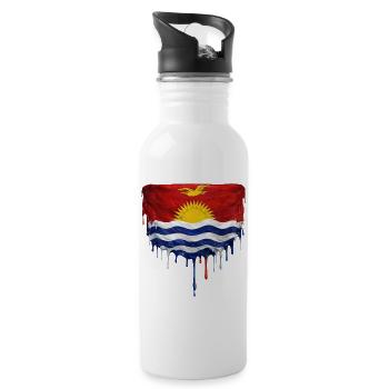 Dripping Kiribati flag - Water bottle with straw - white - Right