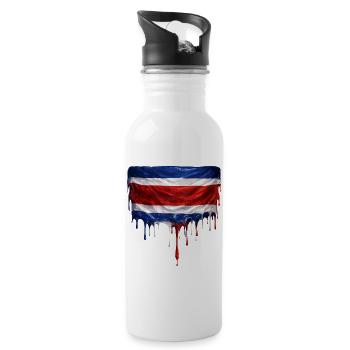 Costa Rica Dripping Flag - Water bottle with straw - white - Right