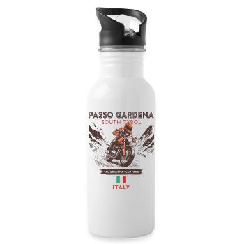 Passo Gardena Motorcycle design– Dolomites  - Gourde avec paille intégrée - blanc - Droite