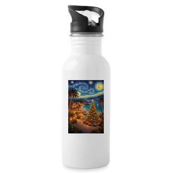 Weihnachten im Sommer Starry Night  - Trinkflasche mit integriertem Trinkhalm - Weiß - Rechts
