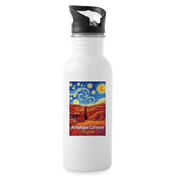Antelope Canyon Arizona – Sternennacht - Trinkflasche mit integriertem Trinkhalm - Weiß - Rechts