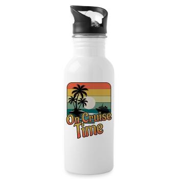 On Cruise Time Family Vacation Trip Cruising - Water bottle with straw - white - Right