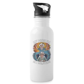 Retired Teacher My Problem My Pictogram Mom Dad - Trinkflasche mit integriertem Trinkhalm - Weiß - Rechts