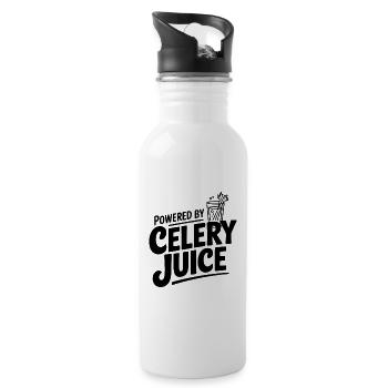 Angetrieben von Selleriesaft - Trinkflasche mit integriertem Trinkhalm - Weiß - Rechts