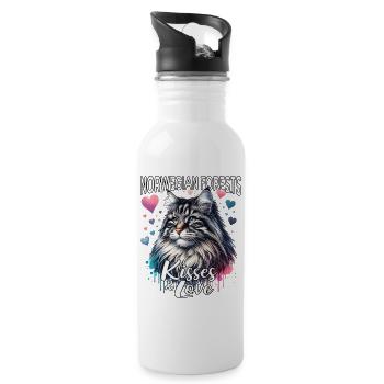 Norwegische Waldkatze Liebe - Trinkflasche mit integriertem Trinkhalm - Weiß - Rechts