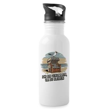  Ich Bin Gekommen Um Zu Bleiben Strandkorb Möwe - Trinkflasche mit integriertem Trinkhalm - Weiß - Rechts