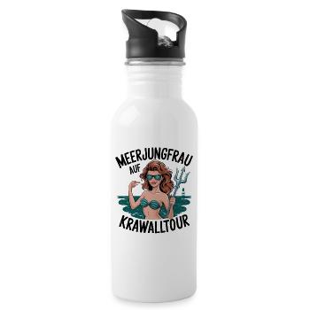  Meerjungfrau Auf Krawalltour Lustige Freche Nixe - Trinkflasche mit integriertem Trinkhalm - Weiß - Rechts