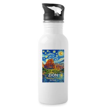 Zion Nationalpark, Utah Sternennacht - Trinkflasche mit integriertem Trinkhalm - Weiß - Rechts