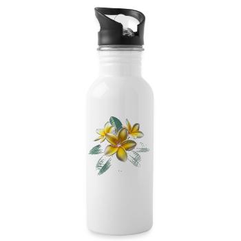 Plumeria-Blume - Trinkflasche mit integriertem Trinkhalm - Weiß - Rechts