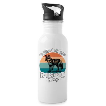 Australischer Wildhund Dingo - Trinkflasche mit integriertem Trinkhalm - Weiß - Rechts