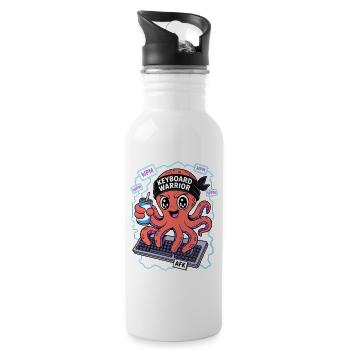Keyboard Warrior Tintenfisch - Trinkflasche mit integriertem Trinkhalm - Weiß - Rechts