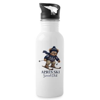 Apres Ski Social Club Bär Skifahren Wintersport - Trinkflasche mit integriertem Trinkhalm - Weiß - Rechts