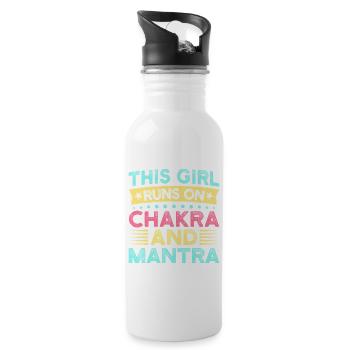 Yoga Girl Runs On Chakra & Mantra Funny Yoga - Trinkflasche mit integriertem Trinkhalm - Weiß - Rechts