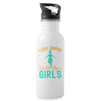 Fitness Fanatics Love Jumping With My Girls - Water bottle with straw - white - Right