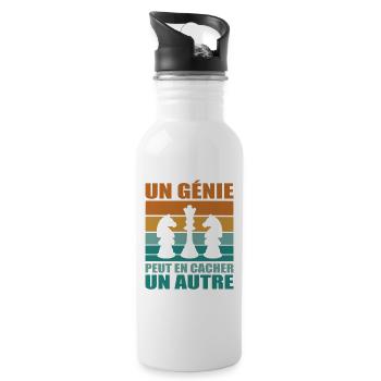 Cadeau Joueur Échecs Phrase Humoristique Génie - Gourde avec paille intégrée - blanc - Droite