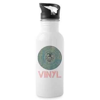 Disque vinyle pour Retro Disco Vintage Friends - Gourde avec paille intégrée - blanc - Droite