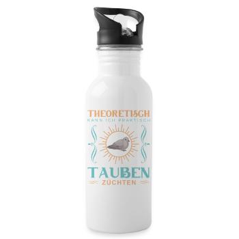 Taubenzüchter Taube Taubenzucht Spruch Brieftaube - Trinkflasche mit integriertem Trinkhalm - Weiß - Rechts