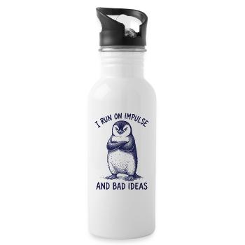 Lustiges Pinguin Shirt schlechte Ideen Humor - Trinkflasche mit integriertem Trinkhalm - Weiß - Rechts