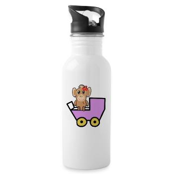 Baby Affe Kind Affen lustig Kinder - Trinkflasche mit integriertem Trinkhalm - Weiß - Rechts