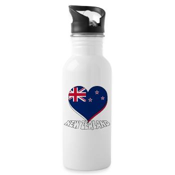 Neuseeland - Trinkflasche mit integriertem Trinkhalm - Weiß - Rechts